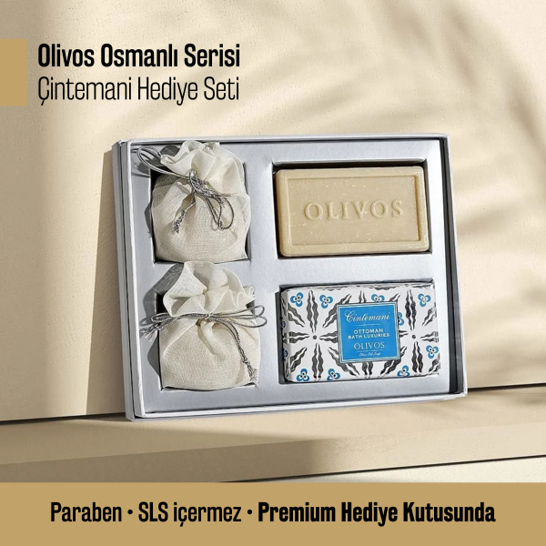Olivos Osmanlı Serisi Çintemani Hediye Seti: 2 x 250 gr Katı Sabun + 2 x 100 gr Granül Sabun