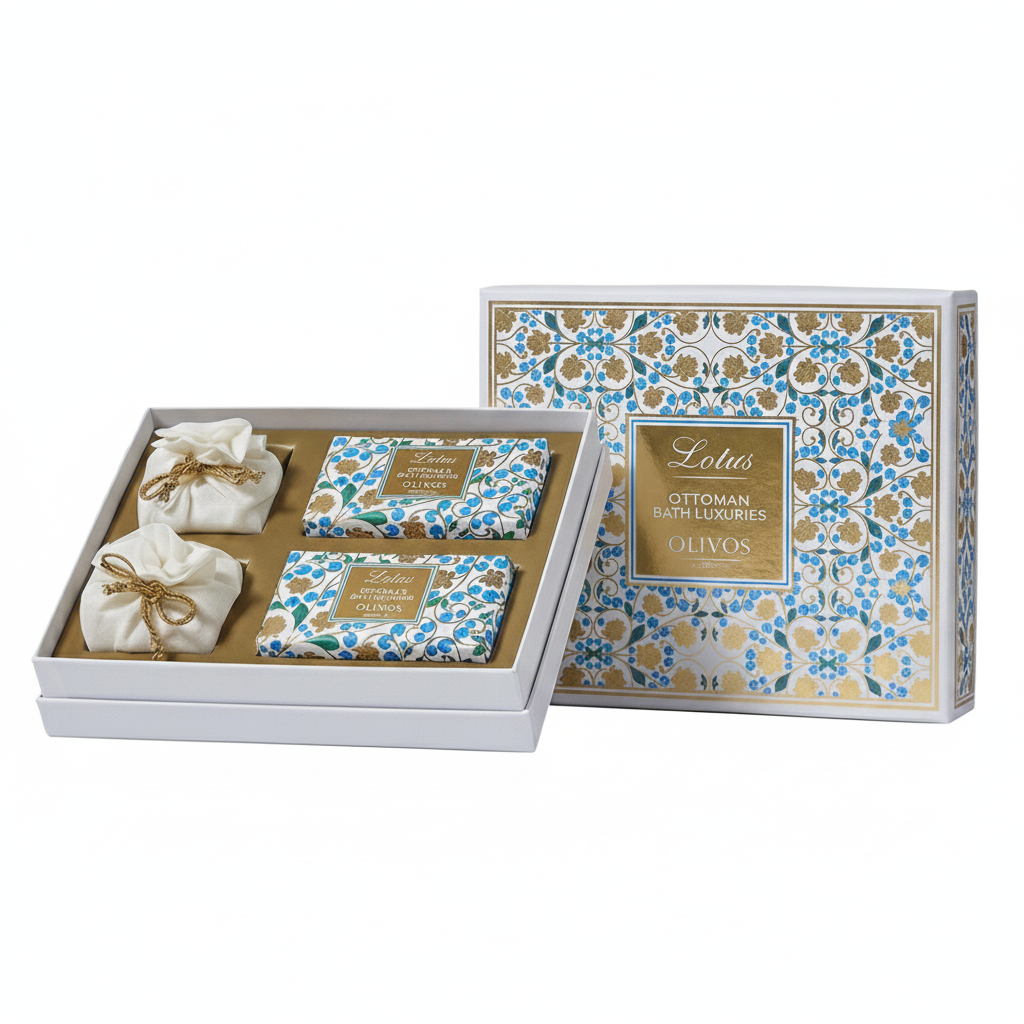 Olivos Osmanlı Serisi Lotus Hediye Seti: 2 x 250 gr Katı Sabun + 2 x 100 gr Granül Sabun