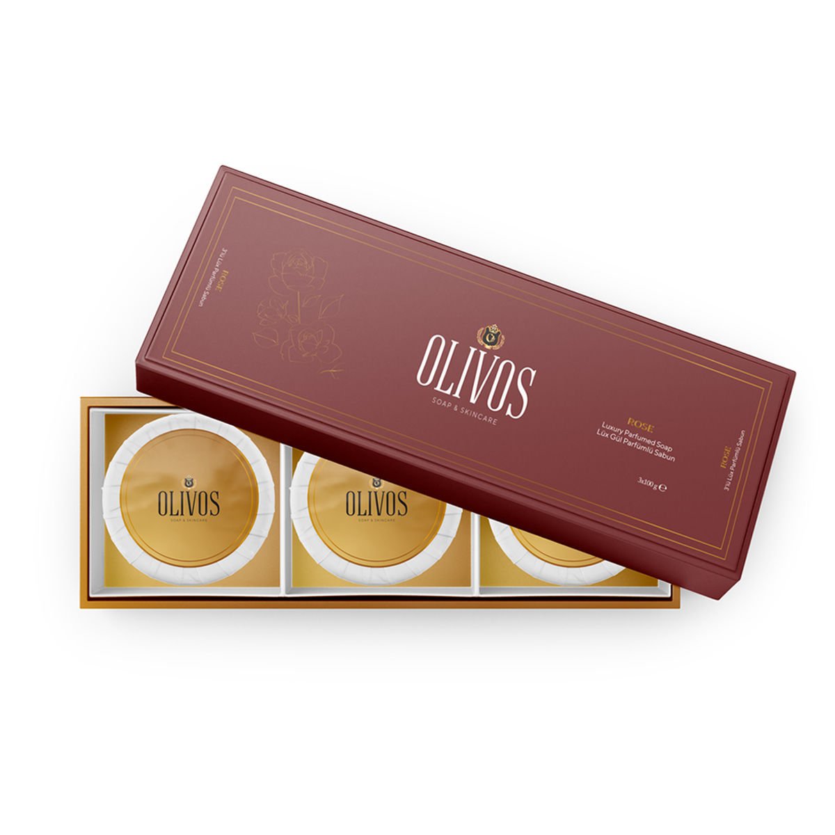 Olivos Lüks Gül Kokulu Zeytinyağı Sabunu 3x100 GR