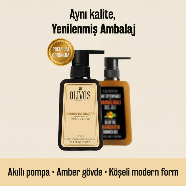 Doğal Zeytinyağlı Mandalina Kokulu Banyo Duş Jeli Zeytinyağı Mandalinalı Nemlendirici 2 ADET 750ML