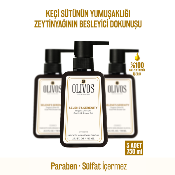 Doğal Zeytinyağlı Keçi Sütlü Banyo Ve Duş Jeli Keçi Sütü Zeytinyağı Cilt Nemlendirici 3 ADET 750ML