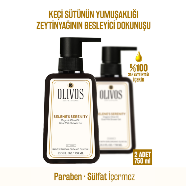 Doğal Zeytinyağlı Keçi Sütlü Banyo Ve Duş Jeli Keçi Sütü Zeytinyağı Cilt Nemlendirici 2 ADET 750ML
