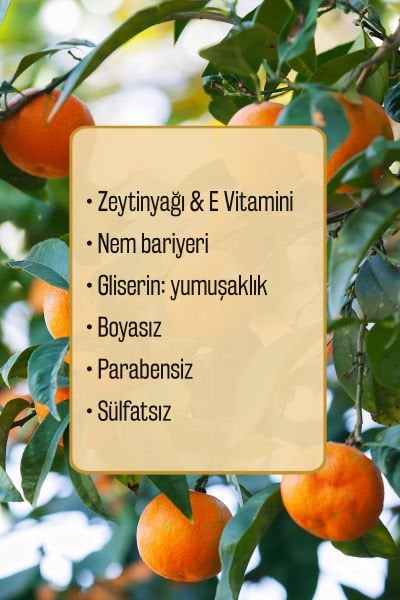 %100 Doğal Zeytinyağlı Mandalina Kokulu Sıvı El Sabun Yoğun Nemlendirici Arındırıcı Bitkisel 4 ADET 500 ML