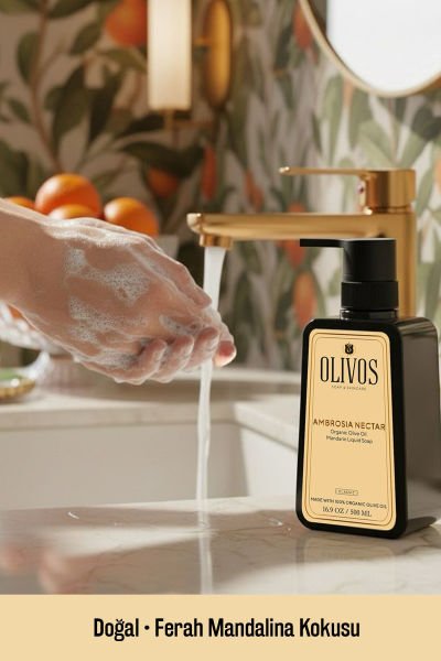 %100 Doğal Zeytinyağlı Mandalina Kokulu Sıvı El Sabun Yoğun Nemlendirici Arındırıcı Bitkisel 4 ADET 500 ML