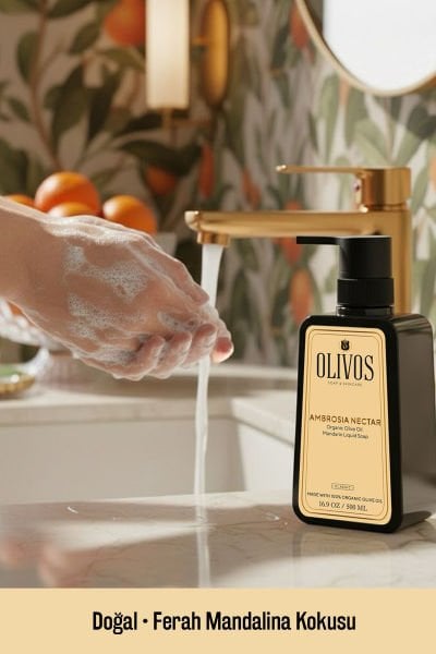 %100 Doğal Zeytinyağlı Mandalina Kokulu Sıvı El Sabun Yoğun Nemlendirici Arındırıcı Bitkisel 4 ADET 500 ML