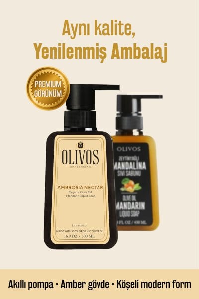 %100 Doğal Zeytinyağlı Mandalina Kokulu Sıvı El Sabun Yoğun Nemlendirici Arındırıcı Bitkisel 3 ADET 500 ML