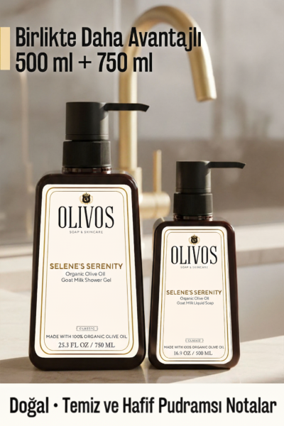 Olivos Keçi Sütlü Zeytinyağlı Duş Jeli & Sıvı El Sabunu Seti 2’li 1250 ml