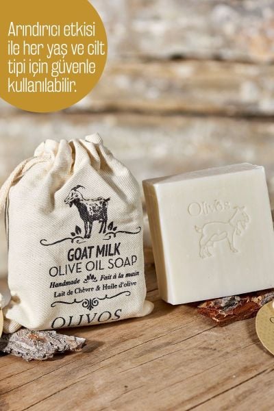 Doğal Keçi Sütü Ve Zeytinyağlı Katı Sabun Keçi Sütlü El Sabunu Kese Hediyeli 4 ADET 150 Gr