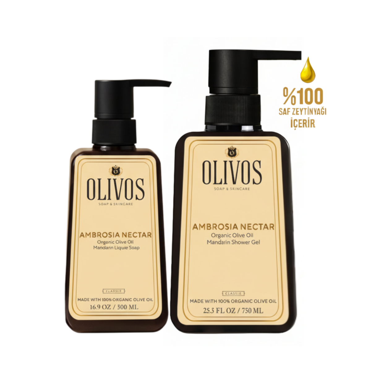 Olivos Zeytinyağlı Mandalina Kokulu Duş Jeli & Sıvı El Sabunu Seti 2’li 1250 ml