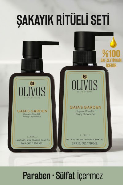 Olivos Gaia's Garden Şakayık Kokulu Duş Jeli & Sıvı El Sabunu Seti