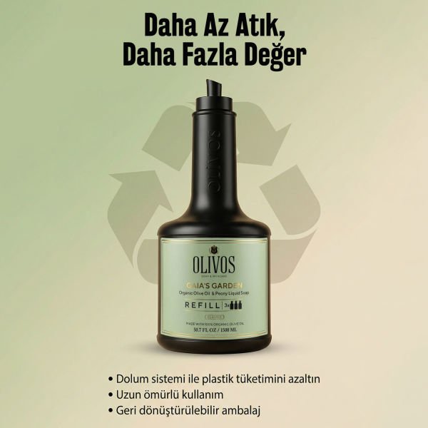 Gaia’s Garden Zeytinyağlı Şakayık Kokulu Sıvı Sabun Refill 1500 ML (3x500 ML) Ekonomik Paket