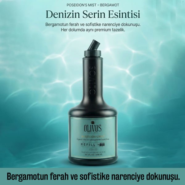Poseidon’s Mist Zeytinyağlı Bergamot Kokulu Sıvı Sabun Refill 1500 ML (3x500 ML) Ekonomik Paket