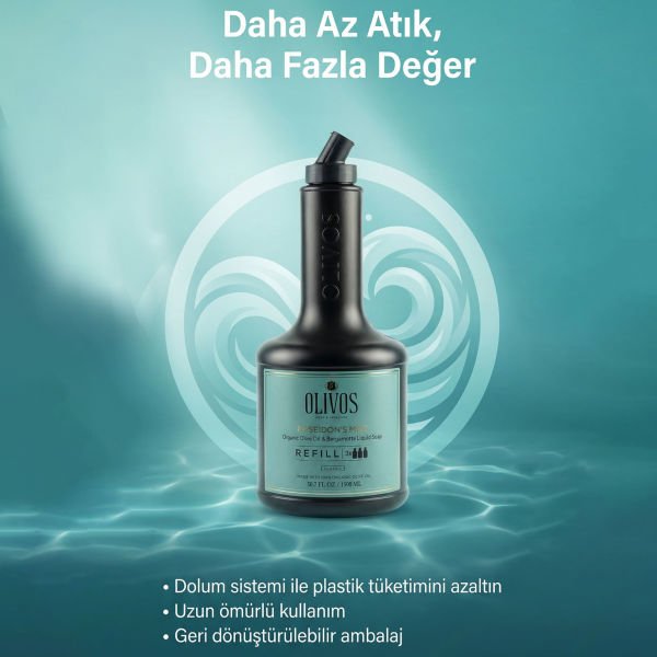 Poseidon’s Mist Zeytinyağlı Bergamot Kokulu Sıvı Sabun Refill 1500 ML (3x500 ML) Ekonomik Paket