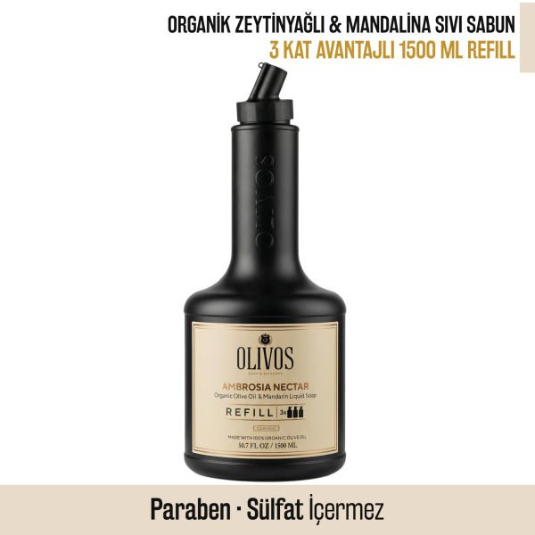 Ambrosia Nectar Zeytinyağlı Mandalina Kokulu Sıvı Sabun Refill 1500 ML (3x500 ML) Ekonomik Paket