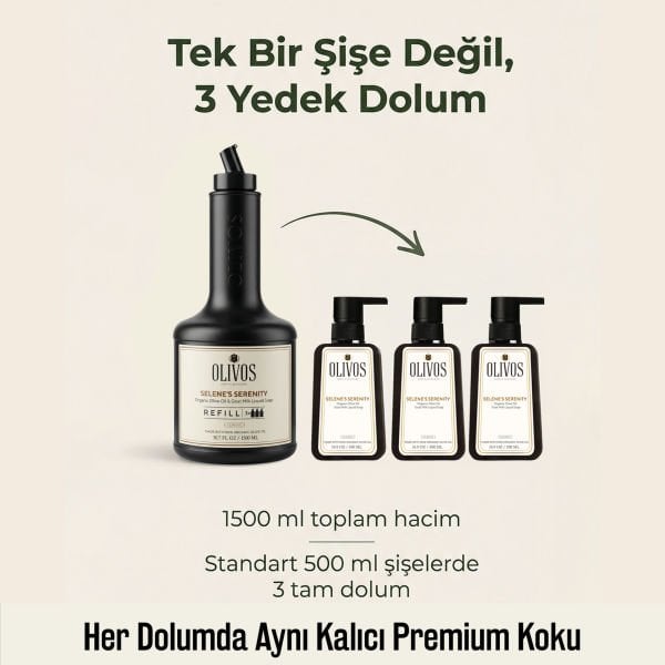 Selene’s Serenity Zeytinyağlı Keçi Sütlü Sıvı Sabun Refill 1500 ML (3x500 ML) Ekonomik Paket